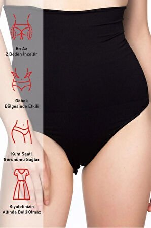 Siyah 2019 Double Yüksek Bel Çıtçıtlı Slip Korse