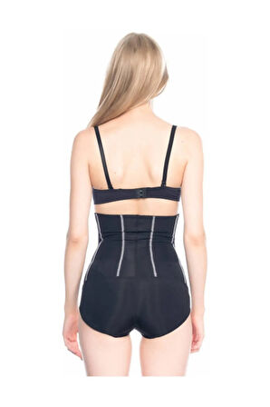 Kadın Ten Alttan Agraflı Tül Detaylı Slip Korse 2886