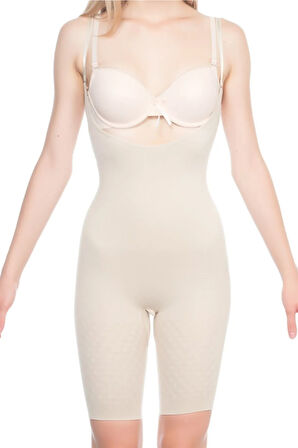 Kadın Bej Göğüs Ve Arkası Açık Tulum Korse