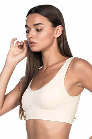 Kadın Ten Dikişsiz Pedli Toparlayıcı Sütyen