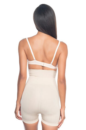 Kadın Bej Çift Kat Yüksek Bel Kısa Paçalı Korse