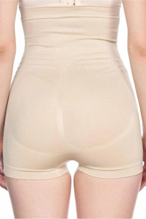 2047 Dikişsiz Yüksek Bel Boxer Korse Beyaz