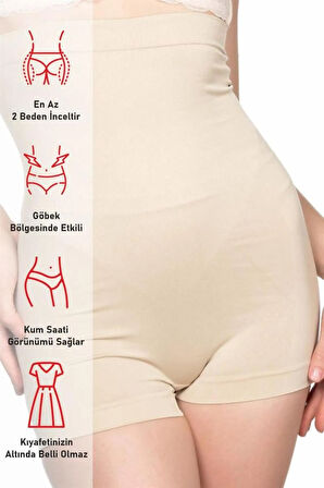 2047 Dikişsiz Yüksek Bel Boxer Korse Beyaz