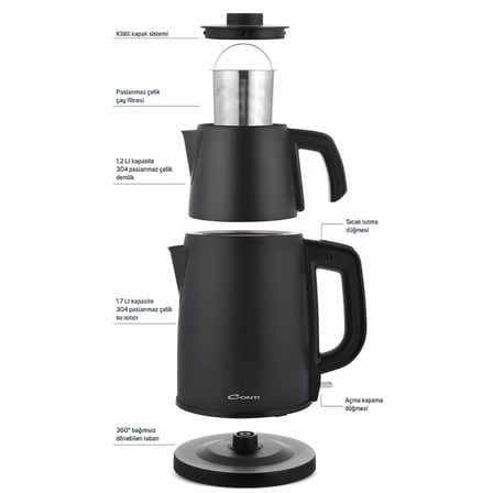 Conti CTM-125 Tealine Paslanmaz Çelik Çay Makinesi - Siyah