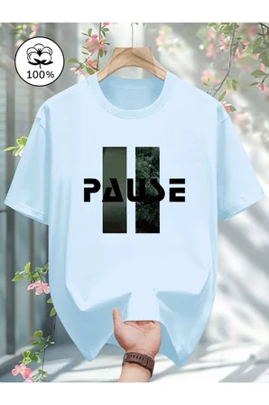 Unisex Pause Baskılı Tasarım Tshirt