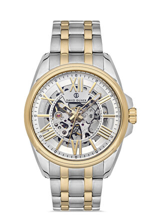 David Guner Gold Gümüş Çelik Kordon Erkek Kol Saati LDG-8267GA-D1