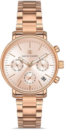 David Guner DG-8379LA-C5 Fonksiyonlar Aktif Takvimli 3 Atm Suya Dayanıklı Rose Gold Renk Kadın Kol Saati