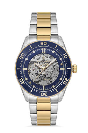 David Guner Gold Gümüş Çelik Kordon Erkek Kol Saati LDG-8675GA-D3