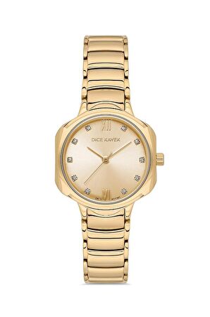 Dice Kayek DK.1.AG1345.08 Swarovski Taşlı Çelik Kordonlu Altın Renk Kadın Kol Saati