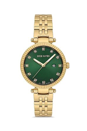 Dice Kayek DK.1.AG1329.10 Swarovski Taşlı Çelik Kordonlu Altın Renk Kadın Kol Saati