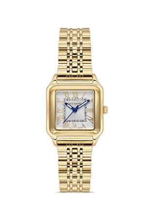 Dice Kayek DK.1.AG1356.06 Taşlı Tasarım 3 ATM Suya Dayanıklı Çelik Kordon Altın Renk Kadın Kol Saati