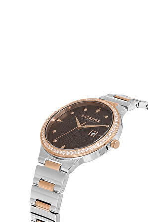 Dice Kayek DK.1.AG1372.JA0-05 Taşlı Tasarım Çelik Kordon Çelik Kasa 5 ATM Suya Dayanıklı Metalik-Rose Renk Kadın Kol Saati
