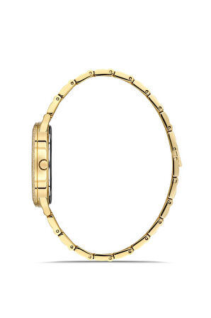 Dice Kayek DK.1.AG1372.GA2-06 Taşlı Tasarım Çelik Kordon Çelik Kasa 5 ATM Suya Dayanıklı Altın Renk Kadın Kol Saati