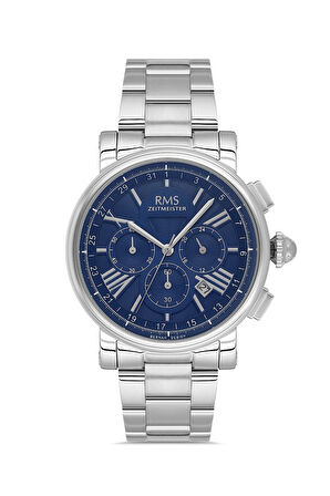 RMS Zeitmeister RMS.1.AG2058.03 Kristal Camlı Çelik Kordon Çelik Kasa 5 ATM Suya Dayanıklı Metalik Renk Erkek Kol Saati