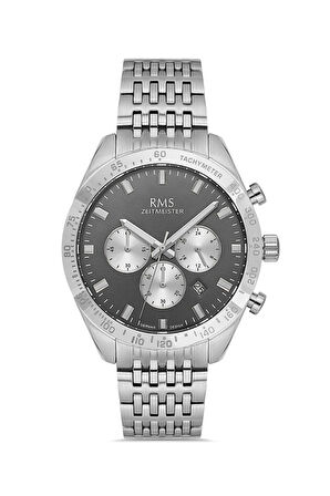 Rms Zeitmeister RMS.1.AG2053.05 Tüm Fonksiyonlar Aktif Kristal Camlı Çelik Kordon Çelik Kasa 5 ATM Suya Dayanıklı Metalik Renk Erkek Kol Saati