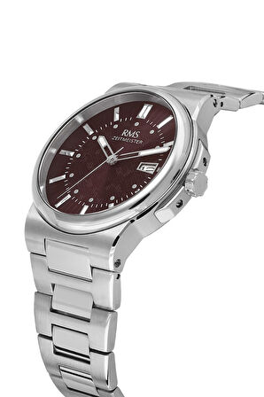 RMS Zeitmeister RMS.1.AG1638.05 Kristal Camlı Çelik Kordon Çelik Kasa 5 ATM Suya Dayanıklı Metalik Renk Erkek Kol Saati