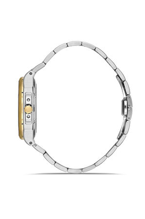 RMS Zeitmeister RMS.1.AG1638.08 Kristal Camlı Çelik Kordon Çelik Kasa 5 ATM Suya Dayanıklı Metalik-Altın Renk Erkek Kol Saati