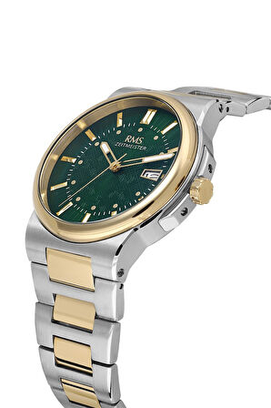 RMS Zeitmeister RMS.1.AG1638.08 Kristal Camlı Çelik Kordon Çelik Kasa 5 ATM Suya Dayanıklı Metalik-Altın Renk Erkek Kol Saati