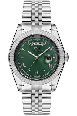 RMS Zeitmeister RMS.1.AG1349.06 Kristal Camlı Çelik Kordon Çelik Kasa 5 ATM Suya Dayanıklı Metalik Renk Erkek Kol Saati