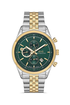 Rms Zeitmeister RMS.1.AG1163.13 Tüm Fonksiyonlar Aktif Kristal Camlı Çelik Kordon Çelik Kasa 5 ATM Suya Dayanıklı Metalik-Altın Renk Erkek Kol Saati