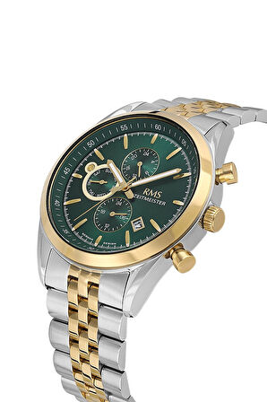 Rms Zeitmeister RMS.1.AG1163.13 Tüm Fonksiyonlar Aktif Kristal Camlı Çelik Kordon Çelik Kasa 5 ATM Suya Dayanıklı Metalik-Altın Renk Erkek Kol Saati