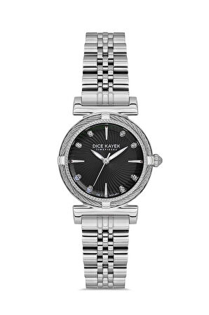 Dice Kayek DK.1.AG1401.02 Taşlı Tasarım Çelik Kordon Çelik Kasa 5 ATM Suya Dayanıklı Metalik Renk Kadın Kol Saati