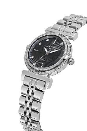Dice Kayek DK.1.AG1401.02 Taşlı Tasarım Çelik Kordon Çelik Kasa 5 ATM Suya Dayanıklı Metalik Renk Kadın Kol Saati