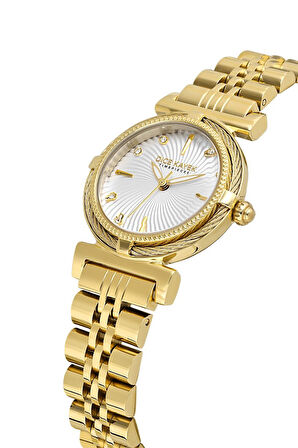 Dice Kayek DK.1.AG1401.04 Taşlı Tasarım Çelik Kordon Çelik Kasa 5 ATM Suya Dayanıklı Altın Renk Kadın Kol Saati