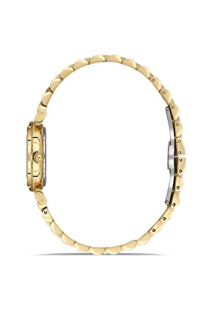 Dice Kayek DK.1.AG1401.05 Taşlı Tasarım Çelik Kordon Çelik Kasa 5 ATM Suya Dayanıklı Altın Renk Kadın Kol Saati