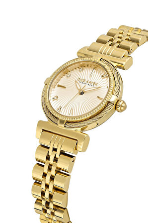 Dice Kayek DK.1.AG1401.05 Taşlı Tasarım Çelik Kordon Çelik Kasa 5 ATM Suya Dayanıklı Altın Renk Kadın Kol Saati