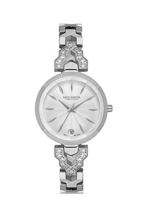 Dice Kayek DK.1.AG1404.01 Taşlı Tasarım Çelik Kordon Çelik Kasa 3 ATM Suya Dayanıklı Metal Renk Kadın Kol Saati