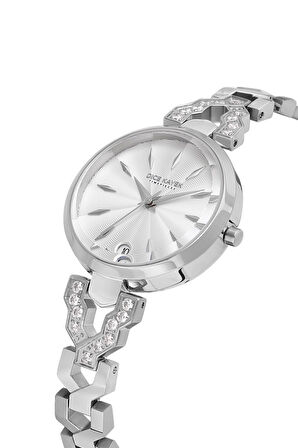 Dice Kayek DK.1.AG1404.01 Taşlı Tasarım Çelik Kordon Çelik Kasa 3 ATM Suya Dayanıklı Metal Renk Kadın Kol Saati