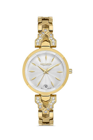 Dice Kayek DK.1.AG1404.03 Taşlı Tasarım Çelik Kordon Çelik Kasa 3 ATM Suya Dayanıklı Altın Renk Kadın Kol Saati