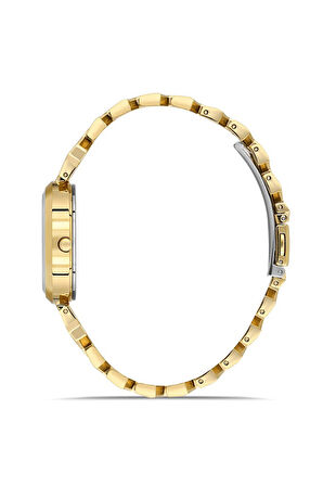 Dice Kayek DK.1.AG1404.03 Taşlı Tasarım Çelik Kordon Çelik Kasa 3 ATM Suya Dayanıklı Altın Renk Kadın Kol Saati