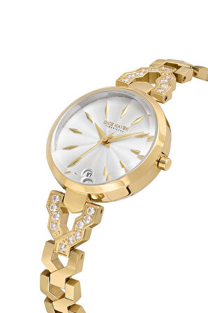 Dice Kayek DK.1.AG1404.03 Taşlı Tasarım Çelik Kordon Çelik Kasa 3 ATM Suya Dayanıklı Altın Renk Kadın Kol Saati
