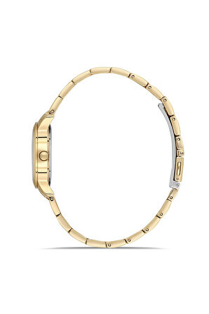 Dice Kayek DK.1.AG1410.08 Taşlı Tasarım Çelik Kordon Çelik Kasa 5 ATM Suya Dayanıklı Altın Renk Kadın Kol Saati