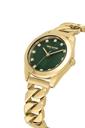 Dice Kayek DK.1.AG1415.06 Taşlı Tasarım Çelik Kordon Çelik Kasa 5 ATM Suya Dayanıklı Altın Renk Kadın Kol Saati