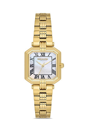 Dice Kayek DK.1.AG1412.06 Sedefli Kare Kadran Çelik Kordon Çelik Kasa 3 ATM Suya Dayanıklı Altın Renk Kadın Kol Saati