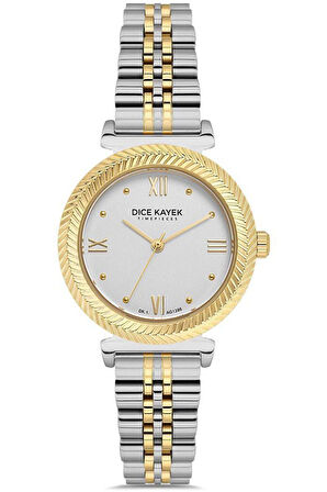Dice Kayek DK.1.AG1396.03 Tasarım Kadranlı Çelik Kordon Çelik Kasa 5 ATM Suya Dayanıklı Metalik-Altın Renk Kadın Kol Saati