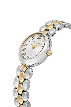 Dice Kayek DK.1.AG1422.02 Romen Rakamlı Oval Kadranlı Çelik Kordon Çelik Kasa 3 ATM Suya Dayanıklı Metalik-Altın Renk Kadın Kol Saati