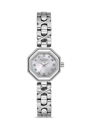 Dice Kayek DK.1.AG1420.01 Taşlı Tasarım Çelik Kordon Çelik Kasa 5 ATM Suya Dayanıklı Metalik Renk Kadın Kol Saati