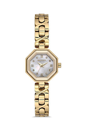 Dice Kayek DK.1.AG1420.05 Taşlı Tasarım Çelik Kordon Çelik Kasa 5 ATM Suya Dayanıklı Altın Renk Kadın Kol Saati