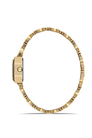 Dice Kayek DK.1.AG1420.07 Taşlı Tasarım Çelik Kordon Çelik Kasa 5 ATM Suya Dayanıklı Altın Renk Kadın Kol Saati