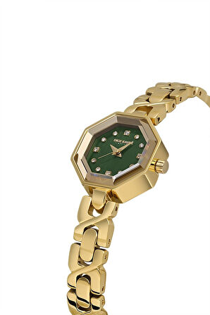 Dice Kayek DK.1.AG1420.07 Taşlı Tasarım Çelik Kordon Çelik Kasa 5 ATM Suya Dayanıklı Altın Renk Kadın Kol Saati