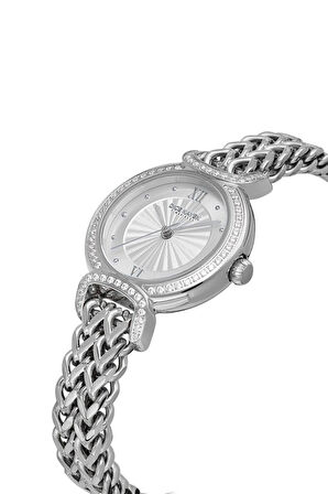 Dice Kayek DK.1.AG1411.01 Taşlı Tasarım Çelik Kordon Çelik Kasa 5 ATM Suya Dayanıklı Metalik Renk Kadın Kol Saati