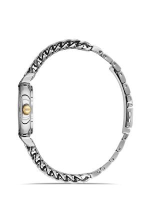 Dice Kayek DK.1.AG1411.03 Taşlı Tasarım Çelik Kordon Çelik Kasa 5 ATM Suya Dayanıklı Metalik-Altın Renk Kadın Kol Saati