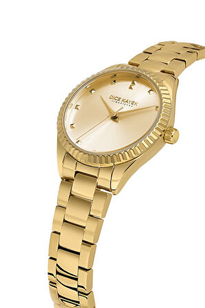 Dice Kayek DK.1.AG1402.06 Çelik Kordon Çelik Kasa 5 ATM Suya Dayanıklı Altın Renk Kadın Kol Saati