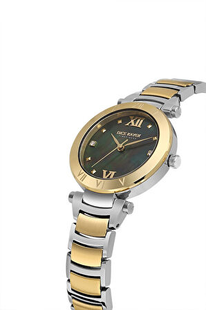 Dice Kayek DK.1.AG1399.04 Taşlı Tasarım Çelik Kordon Çelik Kasa 5 ATM Suya Dayanıklı Metalik-Altın Renk Kadın Kol Saati