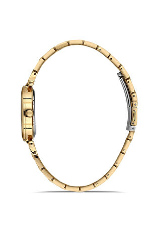 Dice Kayek DK.1.AG1399.05 Taşlı Tasarım Sedef Kadranlı Çelik Kordon Çelik Kasa 5 ATM Suya Dayanıklı Altın Renk Kadın Kol Saati