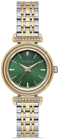 David Guner DG-9066LA-D10 Kadın Kol Saati Yeşil Kadran Çelik Kordon 29 mm